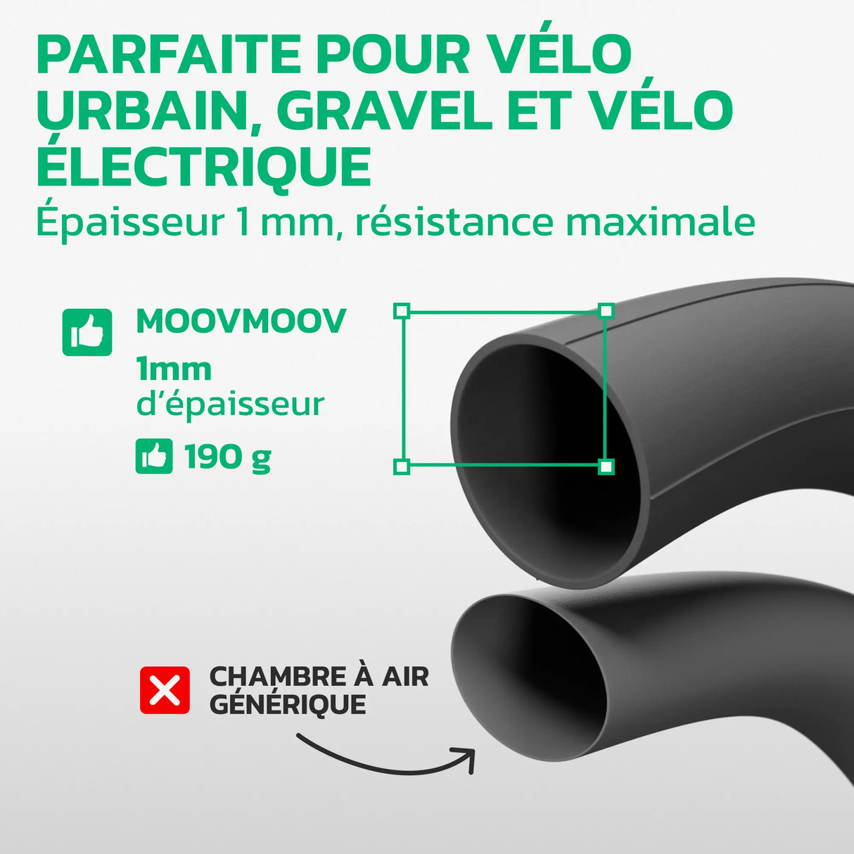 Chambre à air 700C en caoutchouc butyle renforcé MoovMoov