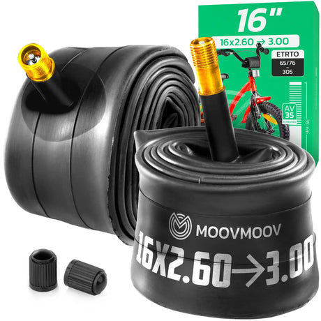Chambre à air 16 pouces MoovMoov pour pneus de 16x2.75 à 16x3.00, valve Schrader 35 mm