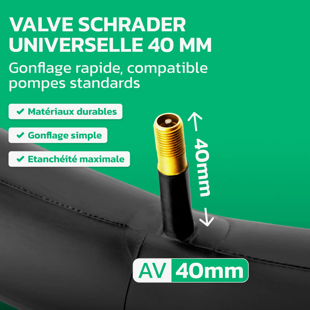 Valve Schrader 40 mm de la chambre à air 20 pouces MoovMoov