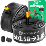 Chambre à air 24 pouces MoovMoov pour pneus de 24x1.50 à 24x1.85, valve Schrader 40 mm