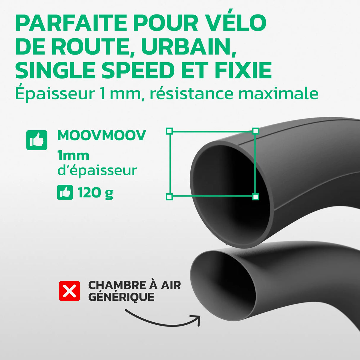 Chambre à air 700C en caoutchouc butyle renforcé MoovMoov
