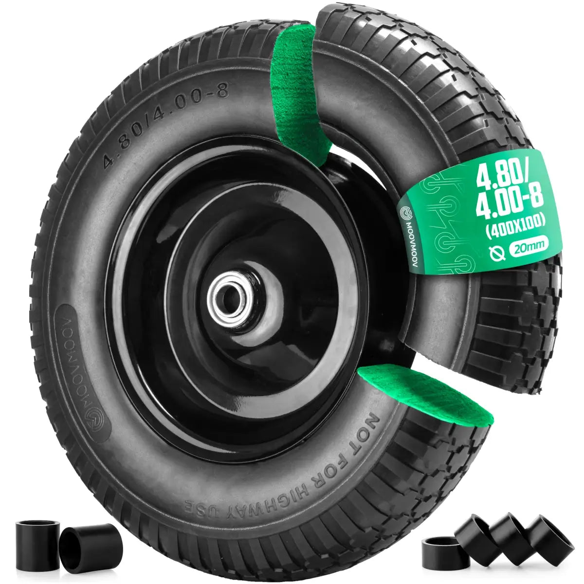 4.80/4.00-8 Puncture-Proof Wheel with steel Rim and 3/4" Axle bore