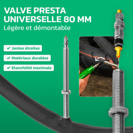 Valve Presta 80 mm de la chambre à air 700C MoovMoov