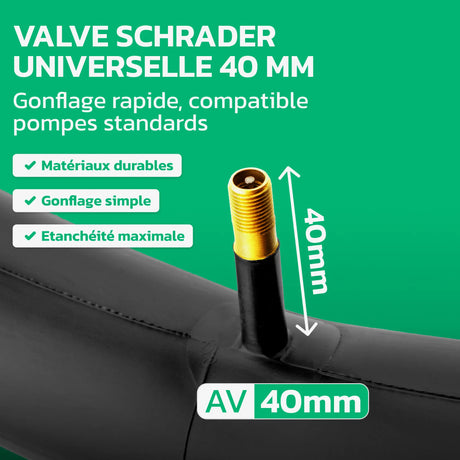 Valve Schrader 40 mm de la chambre à air 20 pouces MoovMoov