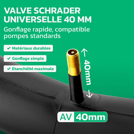 Valve Schrader 40 mm de la chambre à air 700C MoovMoov